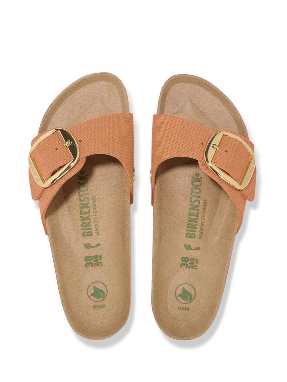 New With Tags Birkenstock Orange Single-Buckle Canvas Slide Sandals Sz 6